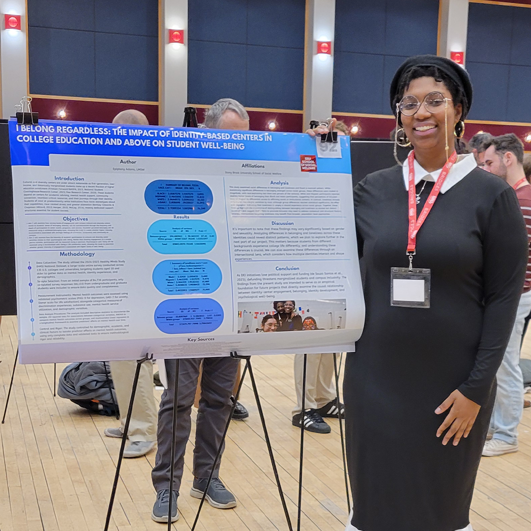 Epiphany Adams with her research poster. 